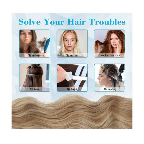 Vigorous Womens Clip In Hair Extensions 20" Blonde Mix Bleach Blonde Long Wavy - Picture 3 of 7